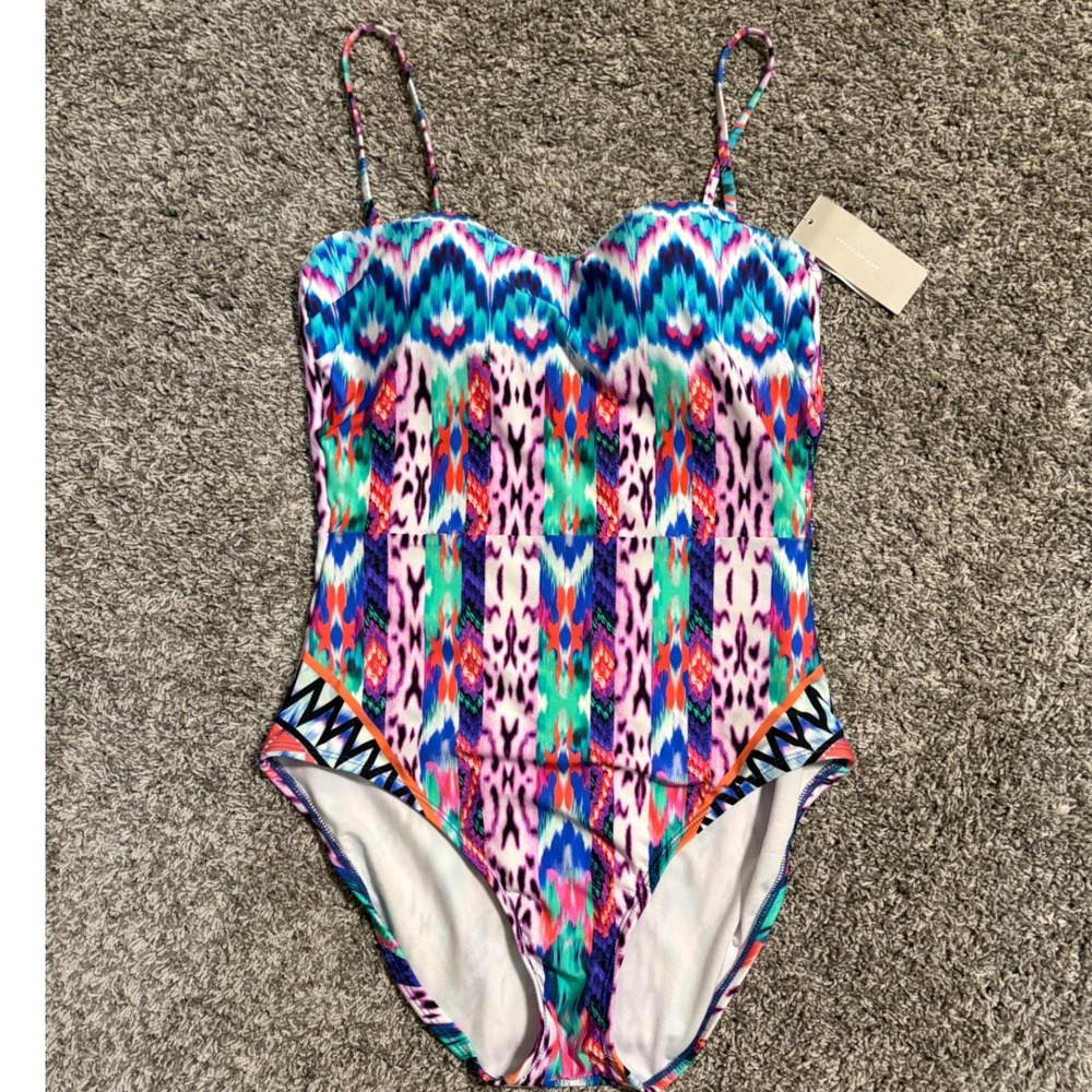 Kenneth Cole Reaction Womens Medium Multi Color One Piece Swimsuit NWT